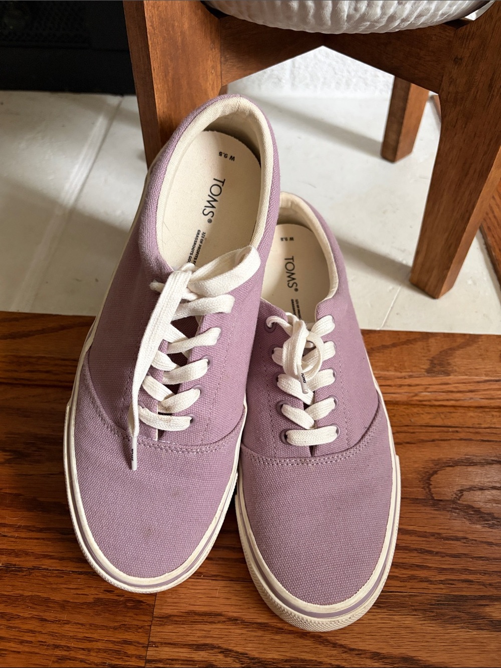 TOMS Lavender Canvas Lace-Up Sneakers with White Laces
